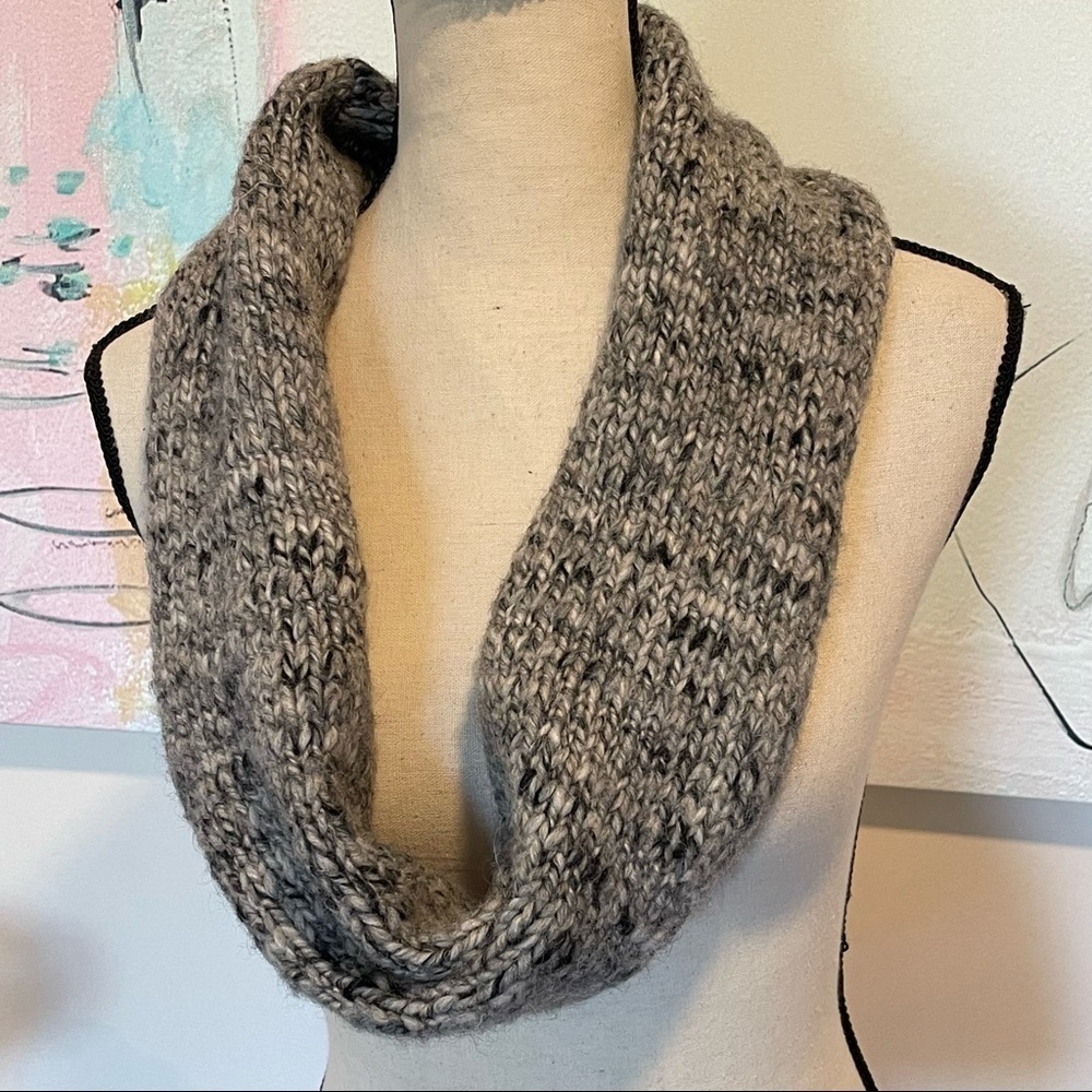Isabel Marant Etoile Infinity Knit Scarf Laine Wool Alpaca Gray Made In Italy. - Picture 1 of 5